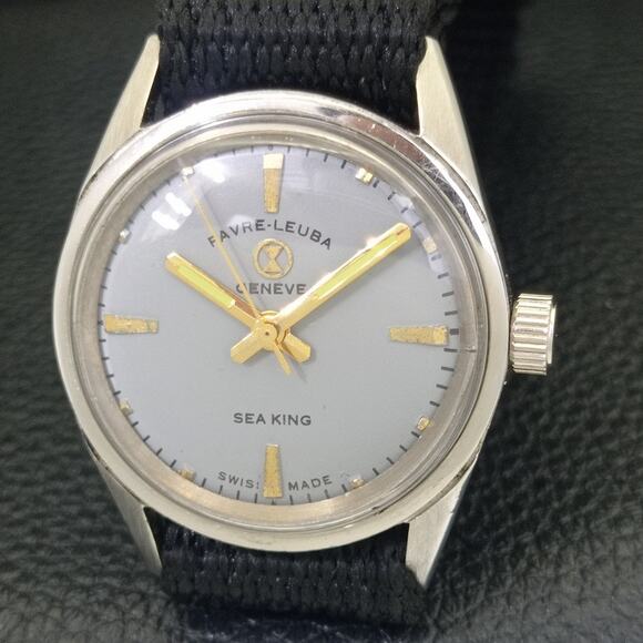 Vintage 1990 Favre Leuba Manual Mens Silver Watch W/Nato Strap - Picture 3 of 9